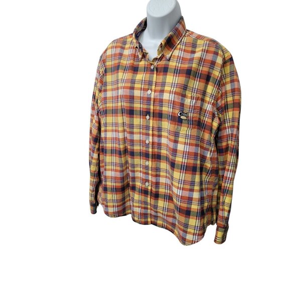 Cruel Girl Shirt Women XL Western Cowgirl Rodeo Button Up Orange Plaid - Picture 3 of 12